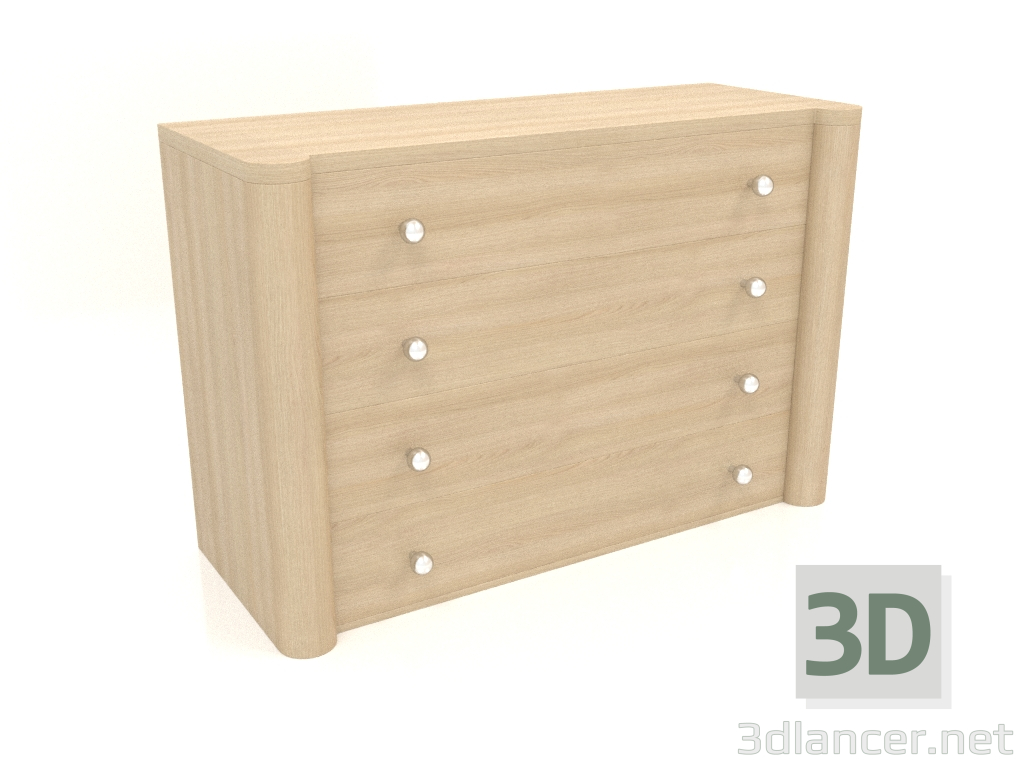 modello 3D Cassettiera TM 021 (1210x480x810, legno bianco) - anteprima