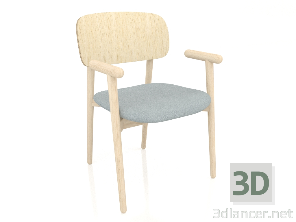 3d model Silla suave con respaldo de madera. - vista previa