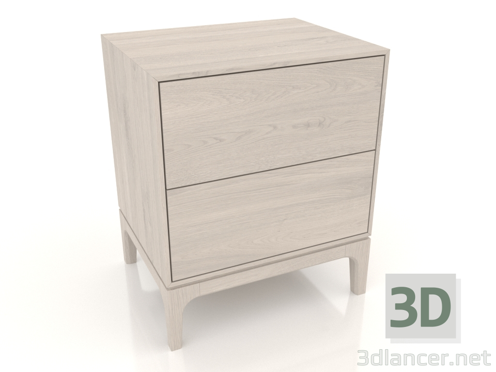 modèle 3D Table de chevet FARGO 2 tiroirs (chêne blanchi) - preview