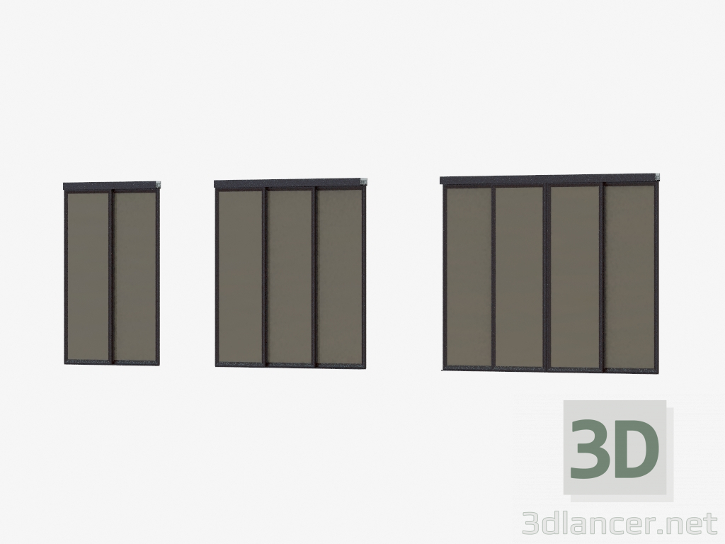 Modelo 3d Partição Interroom de A6 (vidro preto brilhante marrom escuro) - preview