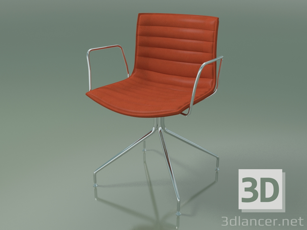 modello 3D Sedia 0259 (girevole, con braccioli, con rivestimento in pelle) - anteprima