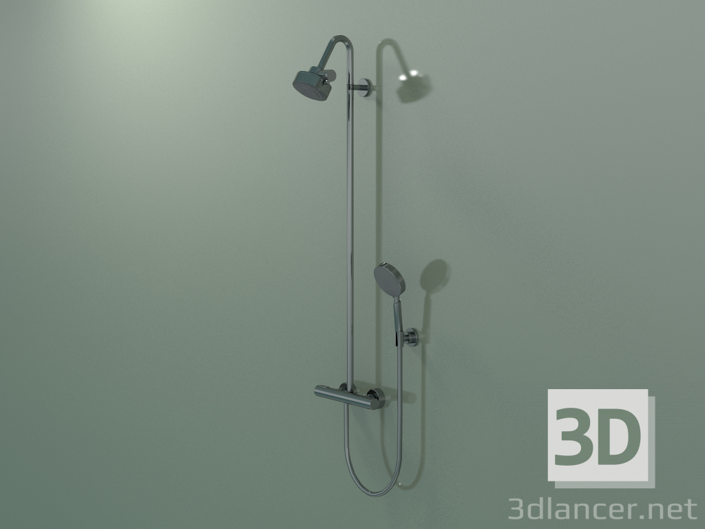 3d model Shower pipe with thermostat and 3jet overhead shower (34640330) - preview