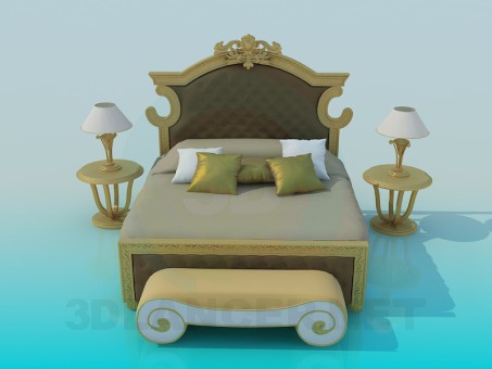 3D Modell Bett - Vorschau