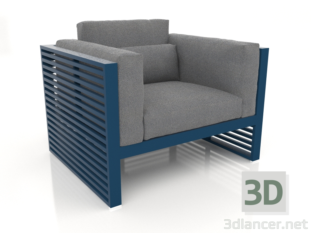 3d model Lounge chair with a high back (Grey blue) - preview