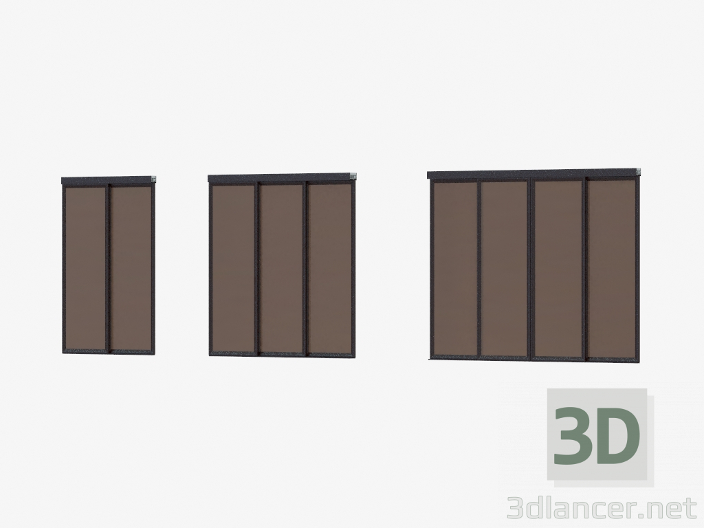 modello 3D Divisione Interroom di A6 (vetro bronza marrone scuro) - anteprima