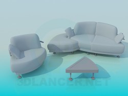 Un conjunto de muebles tapizados