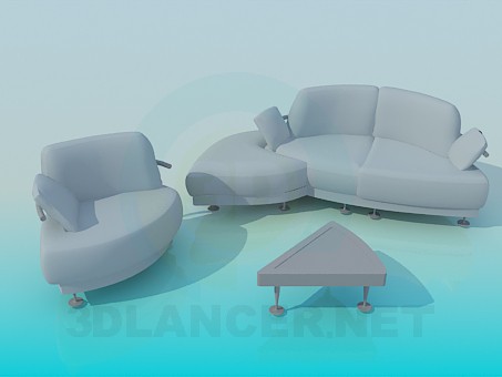 3d model A set of upholstered furniture - preview