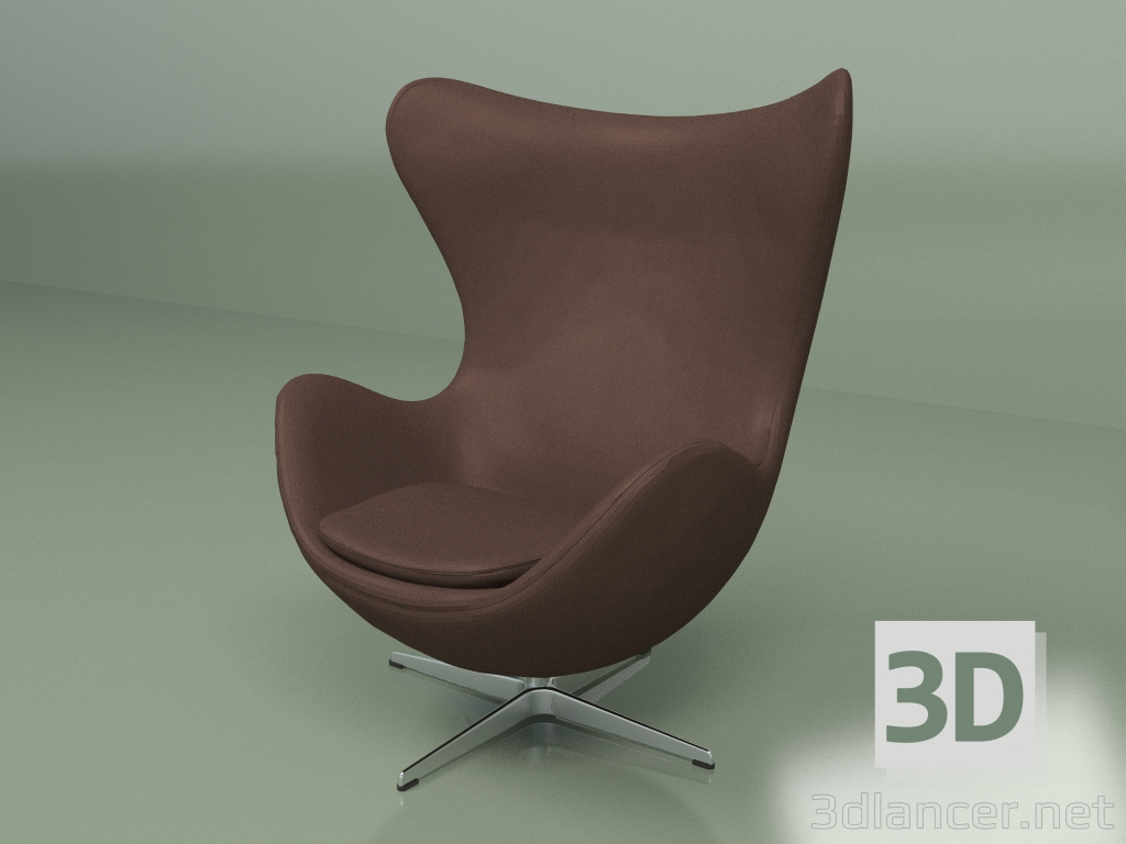 modello 3D Poltrona Egg (marrone cioccolato) - anteprima