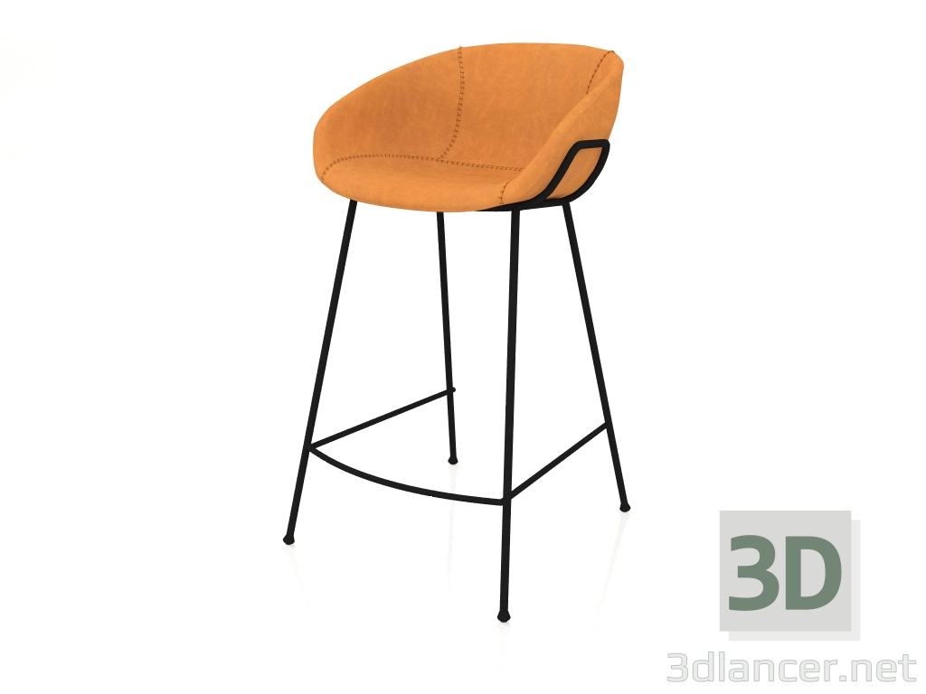 modello 3D Sgabello da bar Feston 76 cm (Marrone) - anteprima