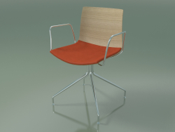 Silla 0455 (giratoria, con reposabrazos, con cojín de asiento, roble blanqueado)