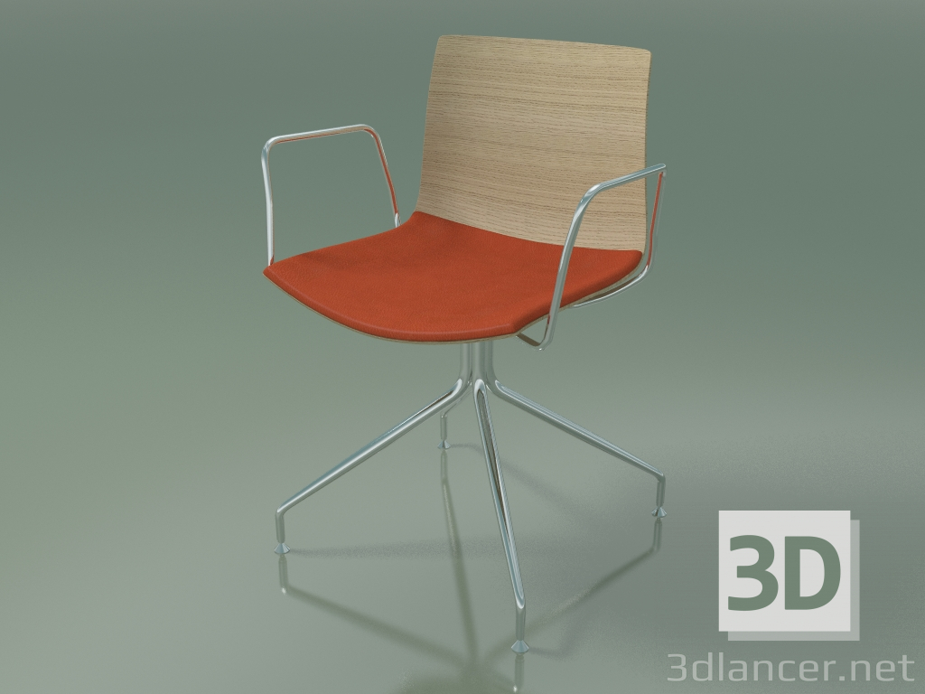 3d model Silla 0455 (giratoria, con reposabrazos, con cojín de asiento, roble blanqueado) - vista previa