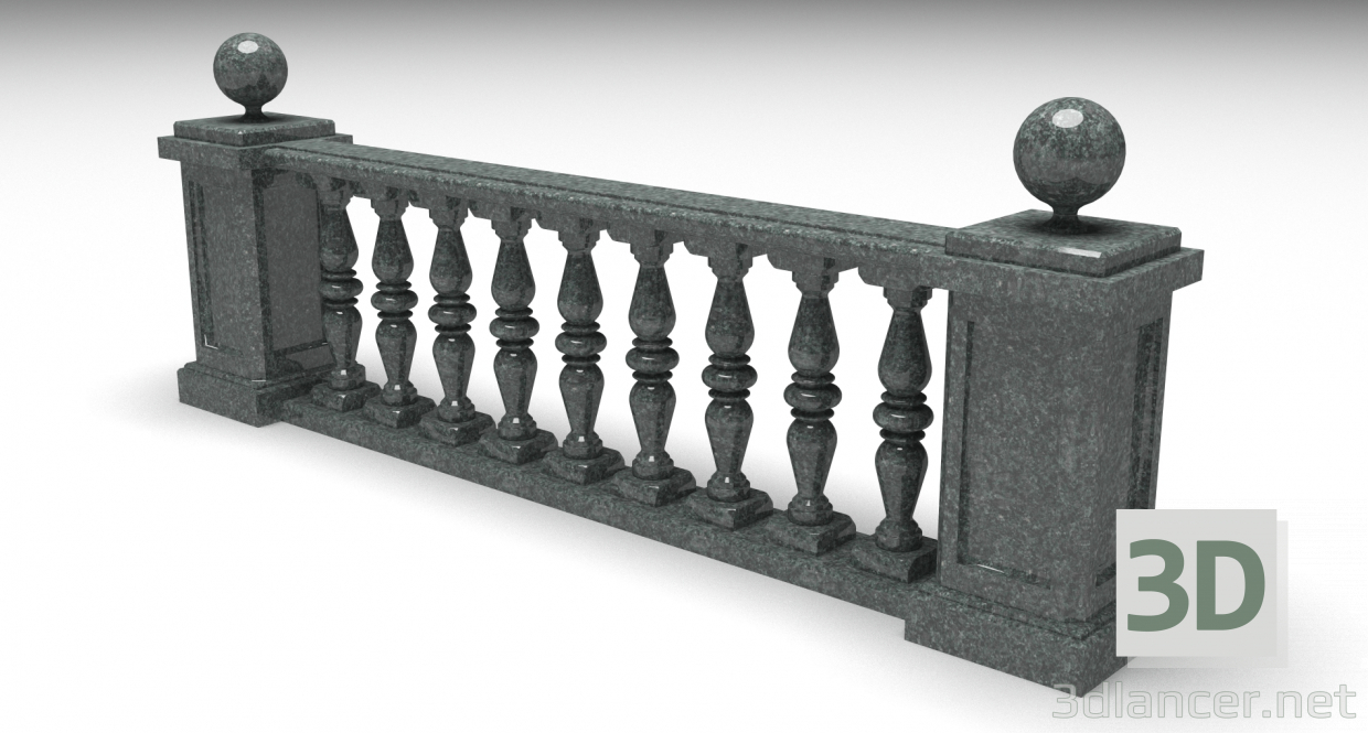 3d Railing (section) model buy - render