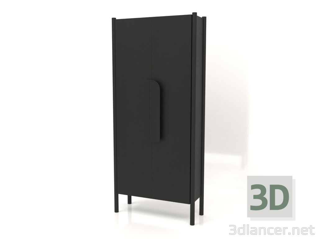 3d модель Шкаф с короткими ручками W 01 (800х300х1800, wood black) – превью