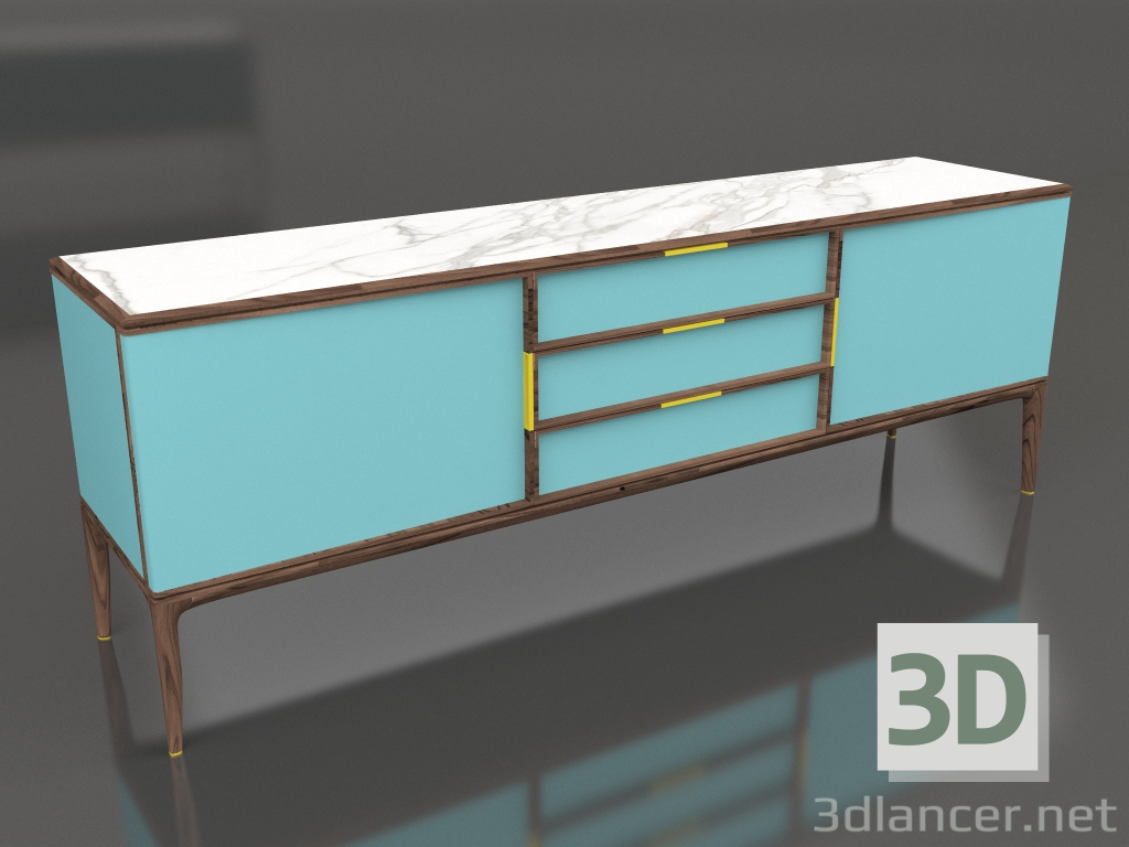 Modelo 3d Buffet oblíquo aparador 3 gavetas - preview