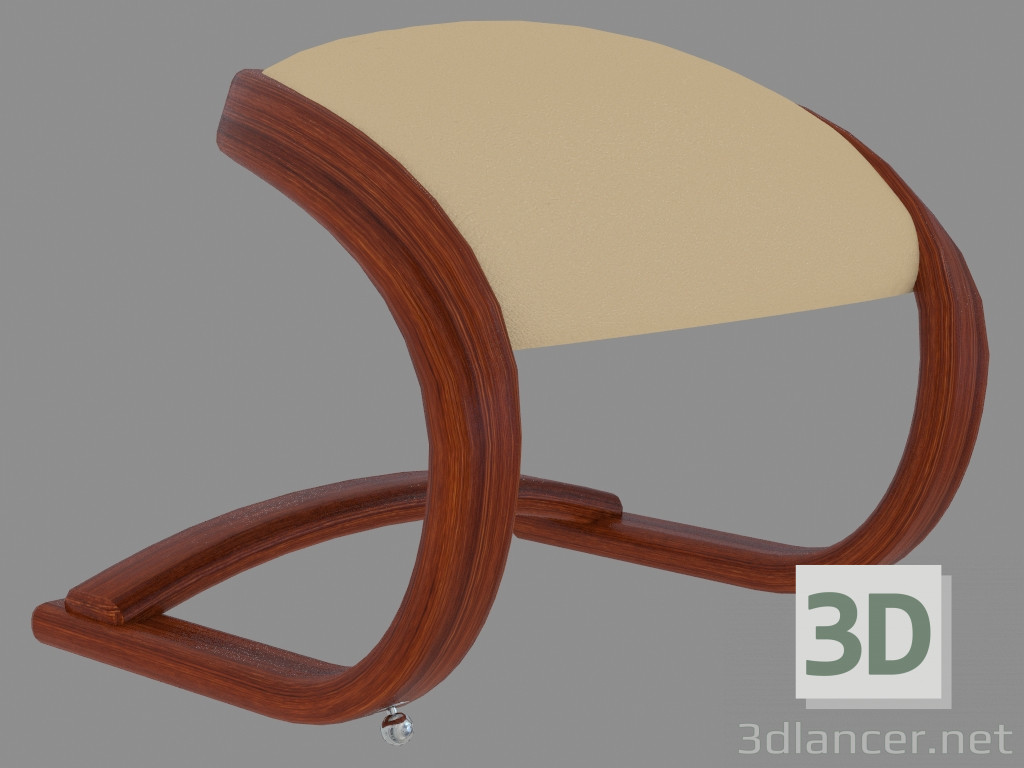 3D modeli Art Nouveau tarzında deri döşemelik puf - önizleme