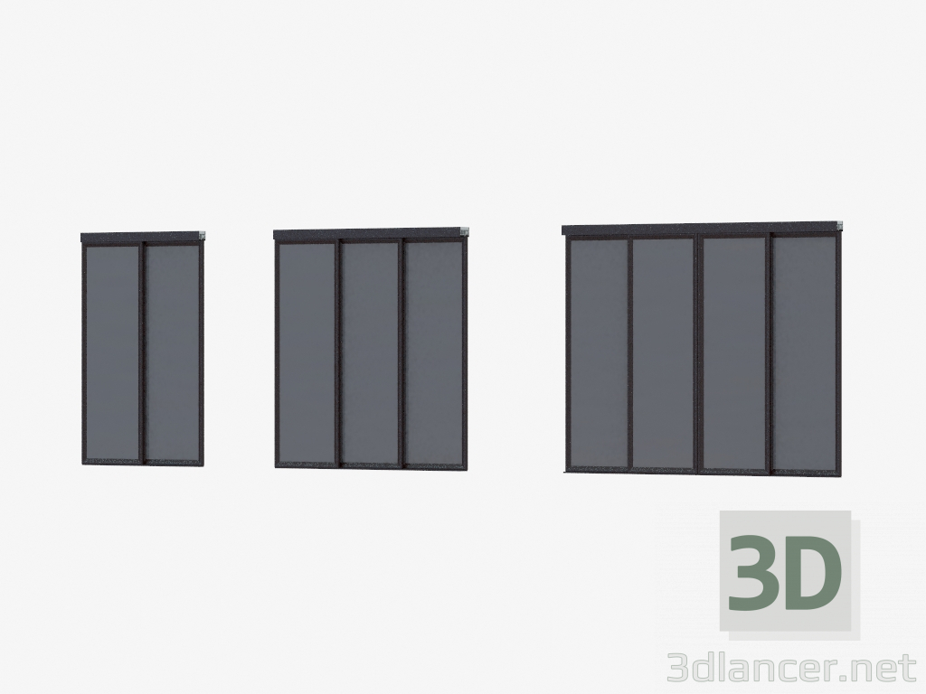 3d model Interroom partition of A6 (dark brown dark silver glass) - preview