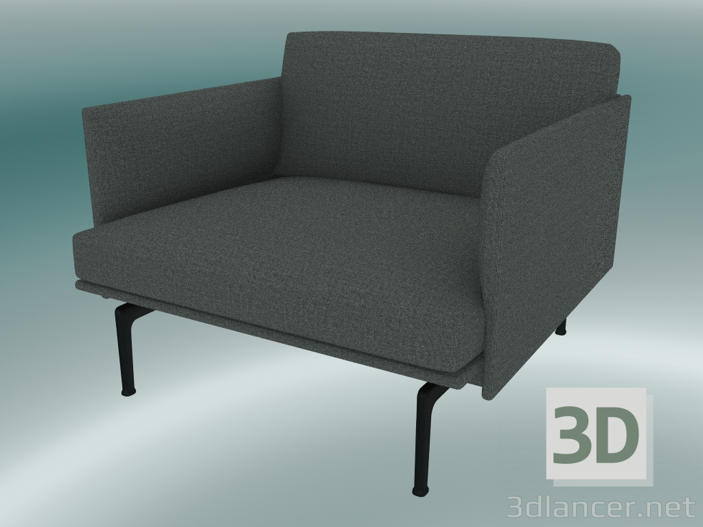 3d model Armchair Outline (Remix 163, Black) - preview