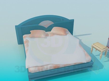 3d model Cama con silla adaptable y gabinete - vista previa