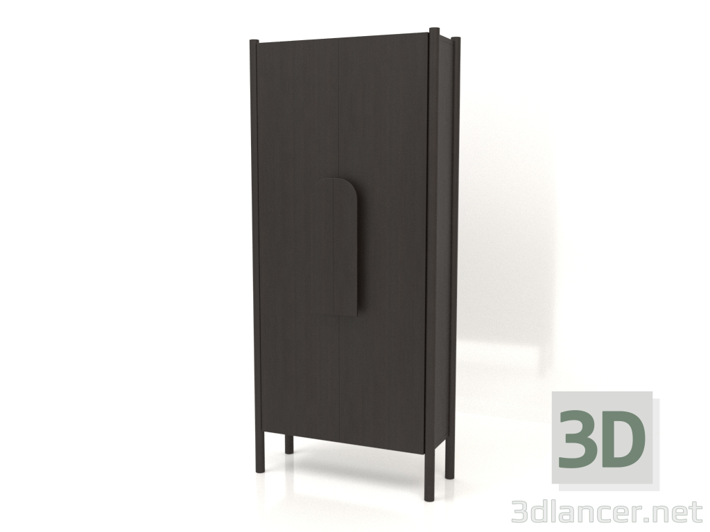 3d model Armario con tiradores cortos W 01 (800x300x1800, marrón madera oscuro) - vista previa