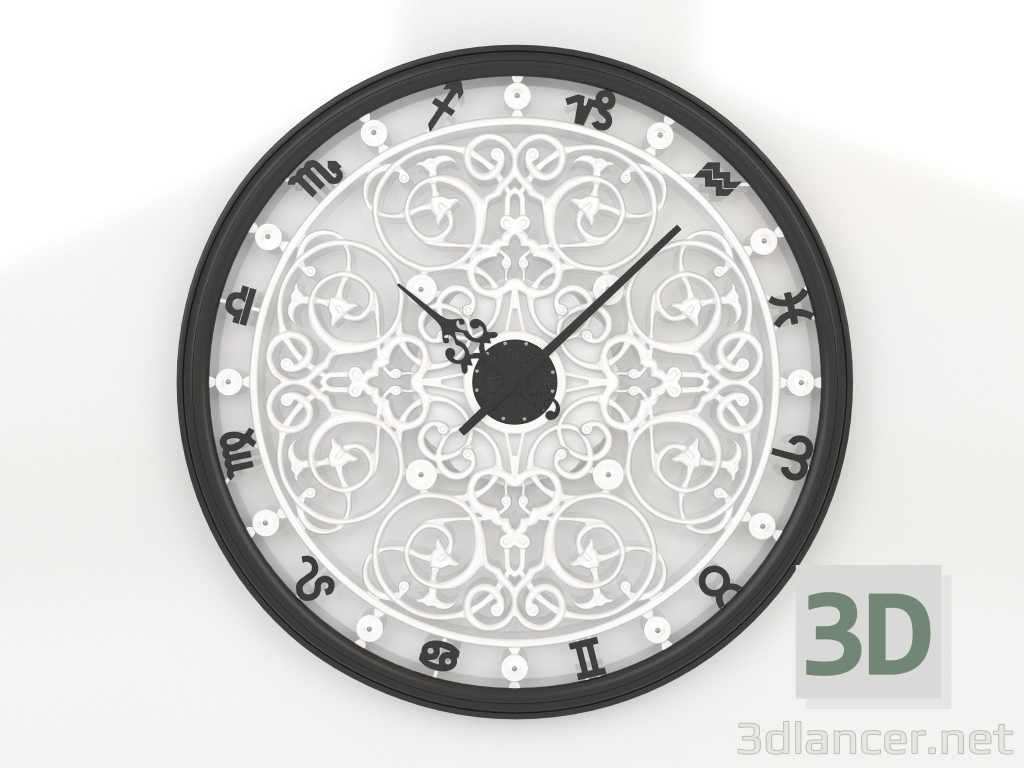 modello 3D Orologio da parete ZODIAC (nero) - anteprima