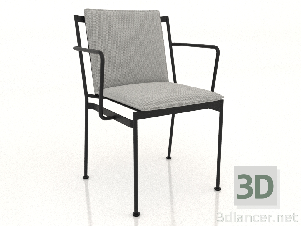 modèle 3D Chaise avec accoudoirs métalliques - preview