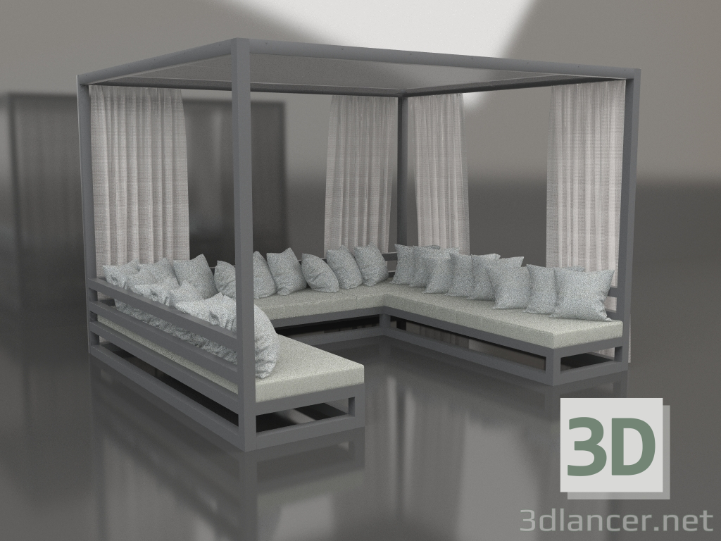 3d model Sofa with curtains (Anthracite) - preview