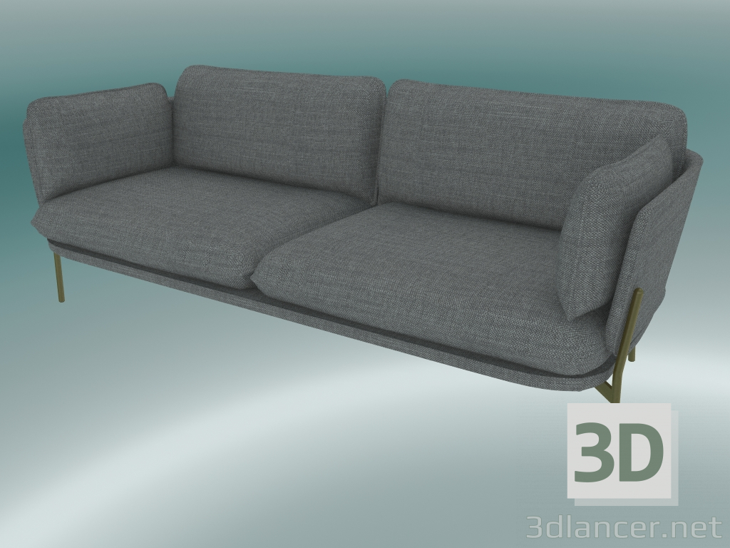 3d model Sofá Sofá (LN3.2, 84x220 H 75cm, Patas bronceadas, Hot Madison 724) - vista previa