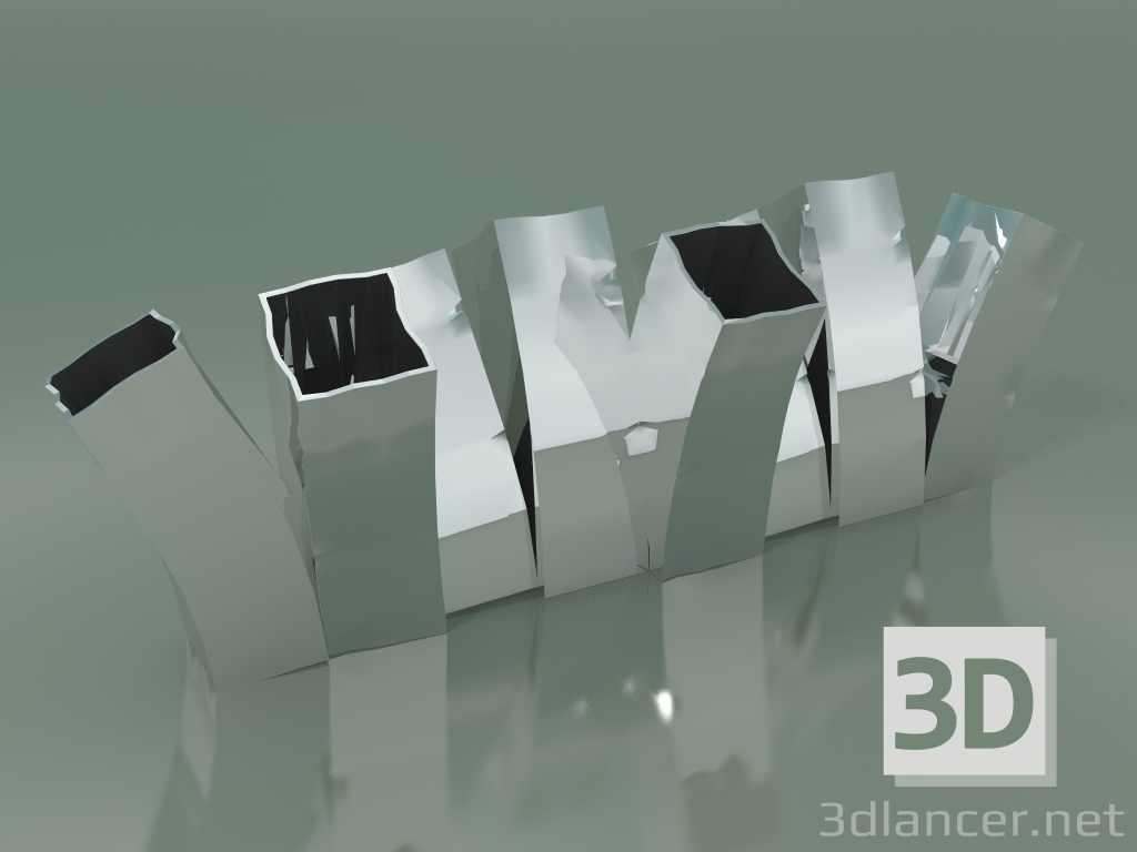 3d model Florero Skyline Up (H 20cm, Platino) - vista previa