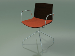 Silla 0455 (giratoria, con reposabrazos, con cojín de asiento, wengué)