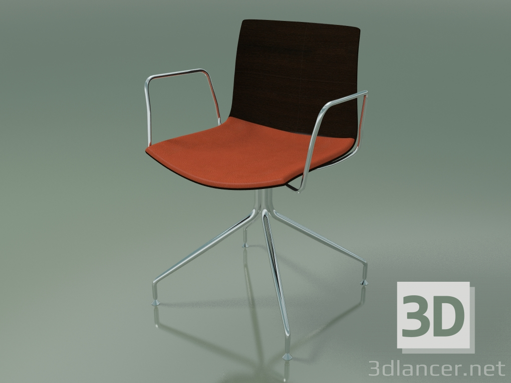 3d model Chair 0455 (swivel, with armrests, with seat cushion, wenge) - preview