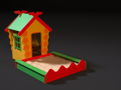 Childrens playhouse with a sandbox