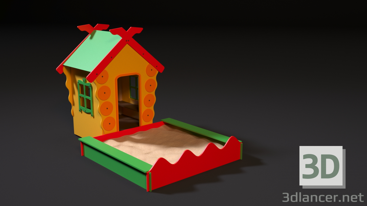 3d Childrens playhouse with a sandbox model buy - render