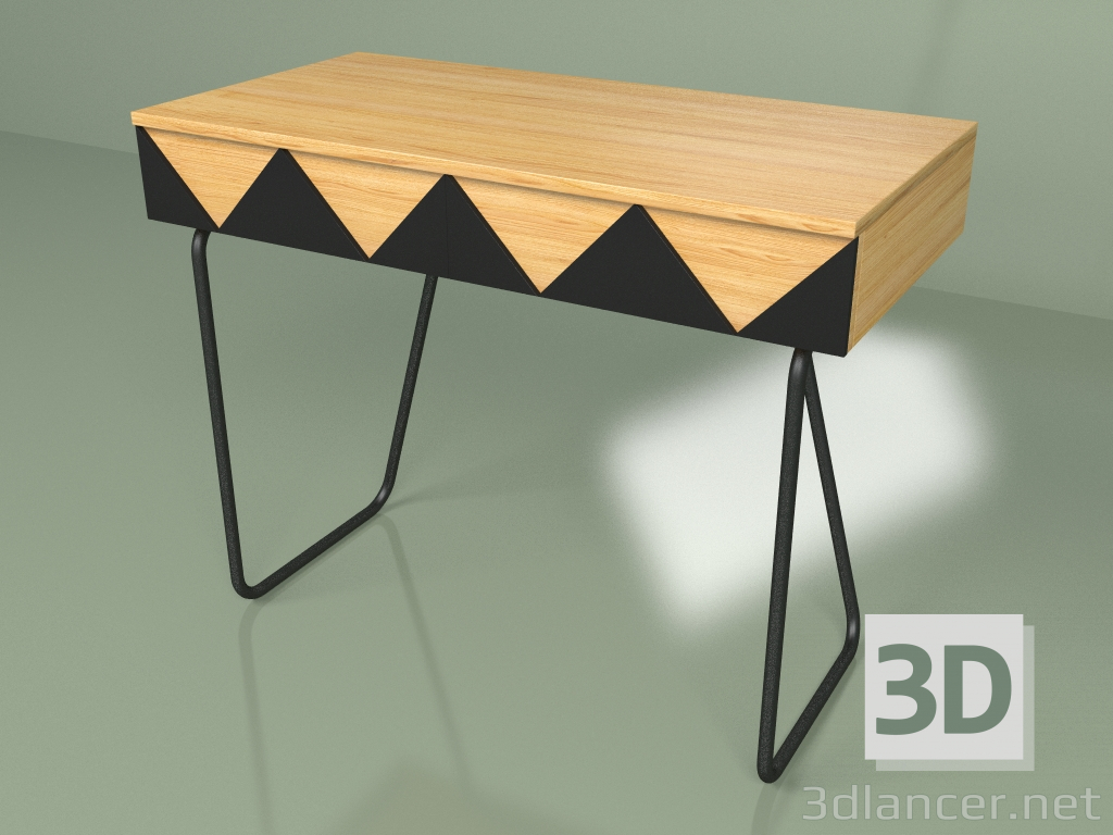 3d модель Большой рабочий стол Woo Desk (черный, светлый шпон) – превью