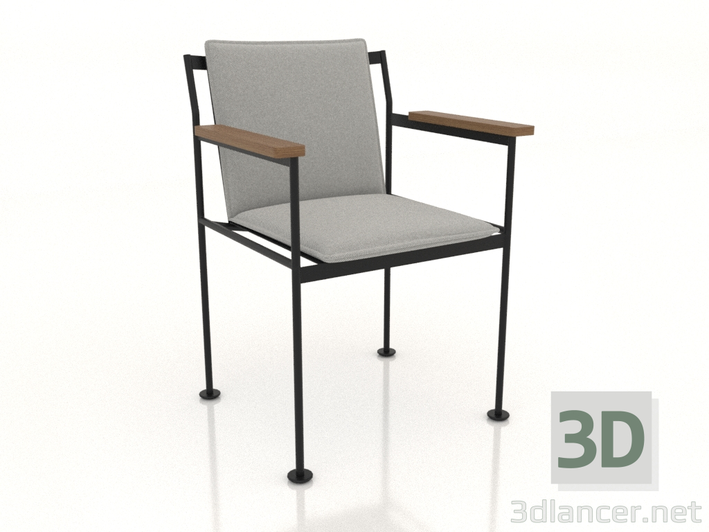 3d model Una silla con reposabrazos de madera. - vista previa