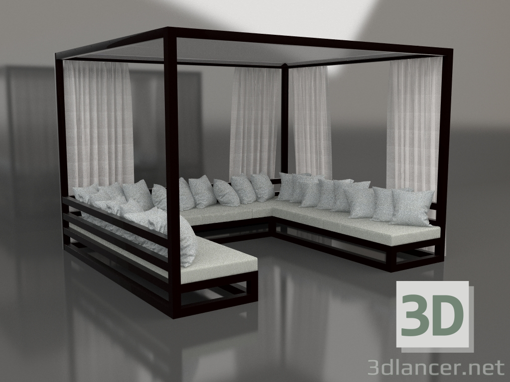 Modelo 3d Sofá com cortinas (preto) - preview