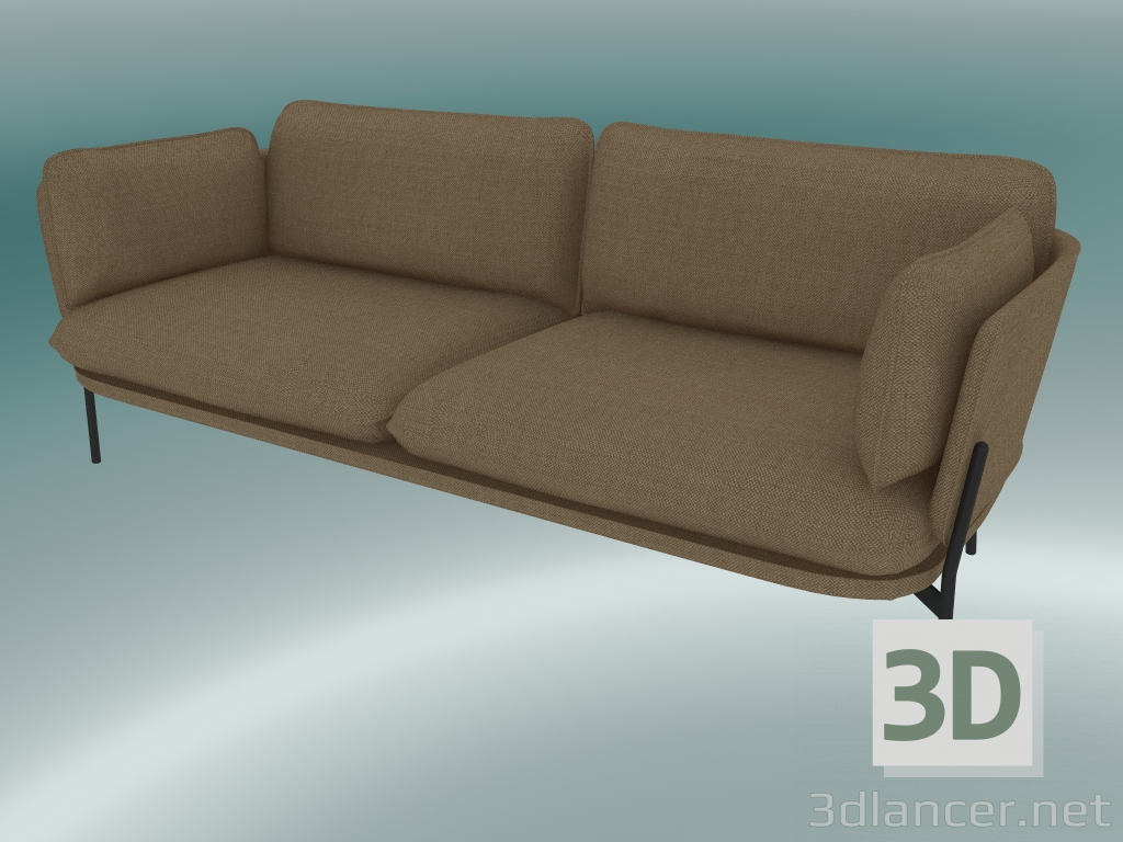 3D Modell Sofa Sofa (LN3.2, 84 x 220 H 75 cm, warme schwarze Beine, Hot Madison 495) - Vorschau