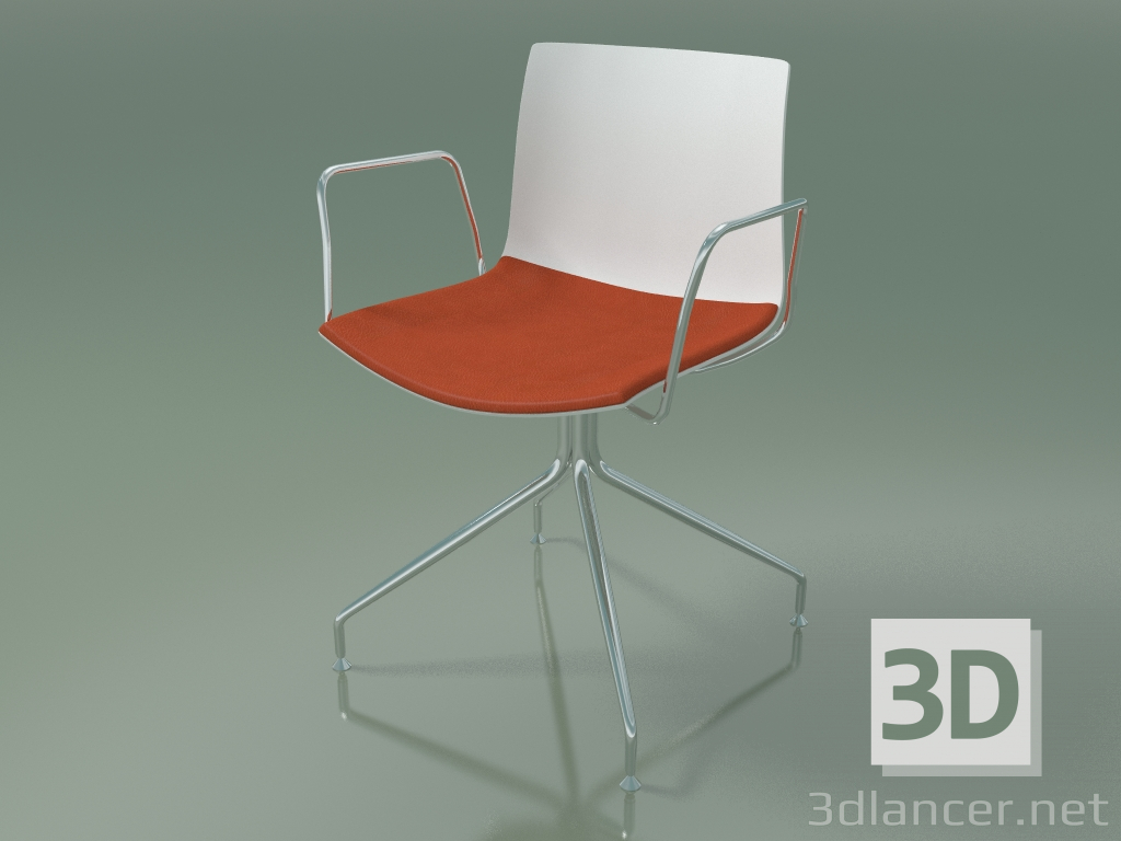 modèle 3D Chaise 0455 (pivotante, avec accoudoirs, avec coussin d'assise, polypropylène PO00101) - preview