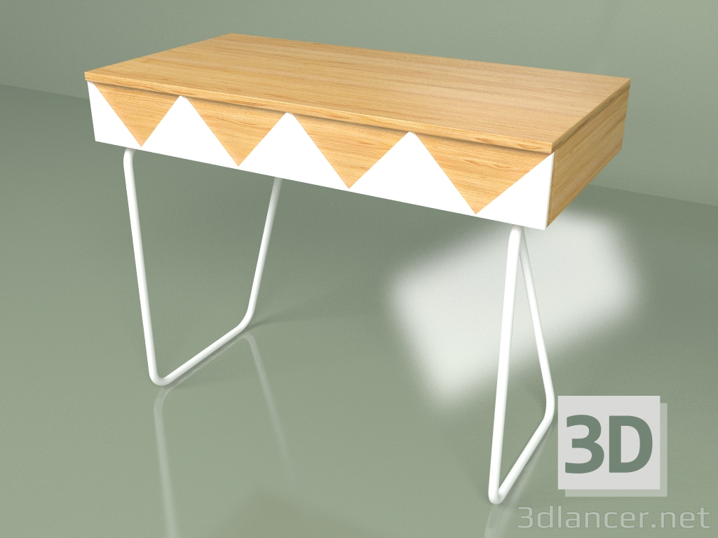 modèle 3D Grand bureau Woo (blanc, placage clair) - preview