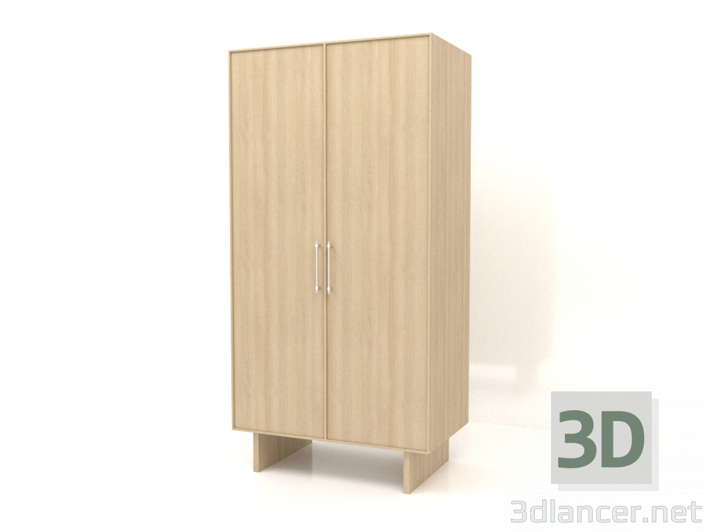 modello 3D Armadio L 02 (1000x600x2000, legno bianco) - anteprima