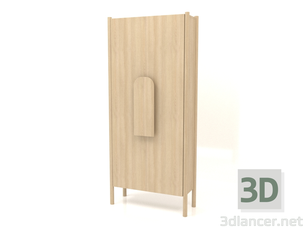 Modelo 3d Roupeiro com puxadores curtos W 01 (800x300x1800, madeira branca) - preview