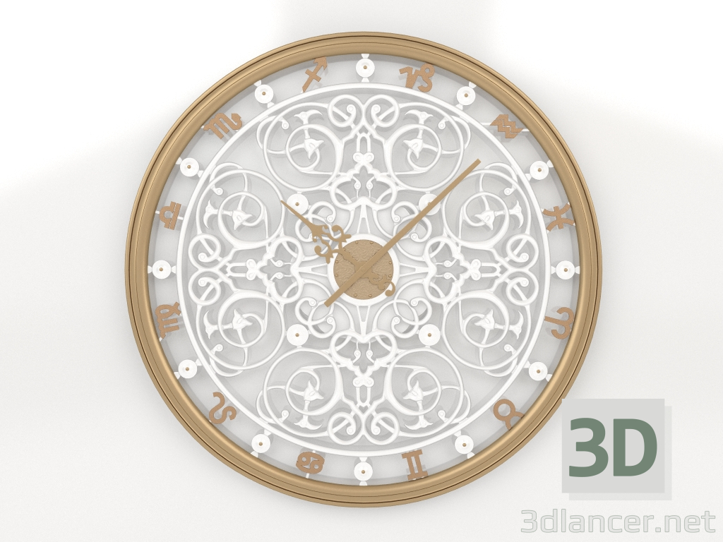 3d model Wall clock ZODIAC (gold) - preview