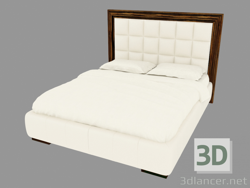 3d model Cama doble en tapicería de piel clara. - vista previa