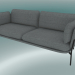 3D Modell Sofa Sofa (LN3.2, 84 x 220 H 75 cm, warme schwarze Beine, Hot Madison 724) - Vorschau