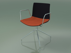 Silla 0455 (giratoria, con reposabrazos, con cojín de asiento, polipropileno PO00109)