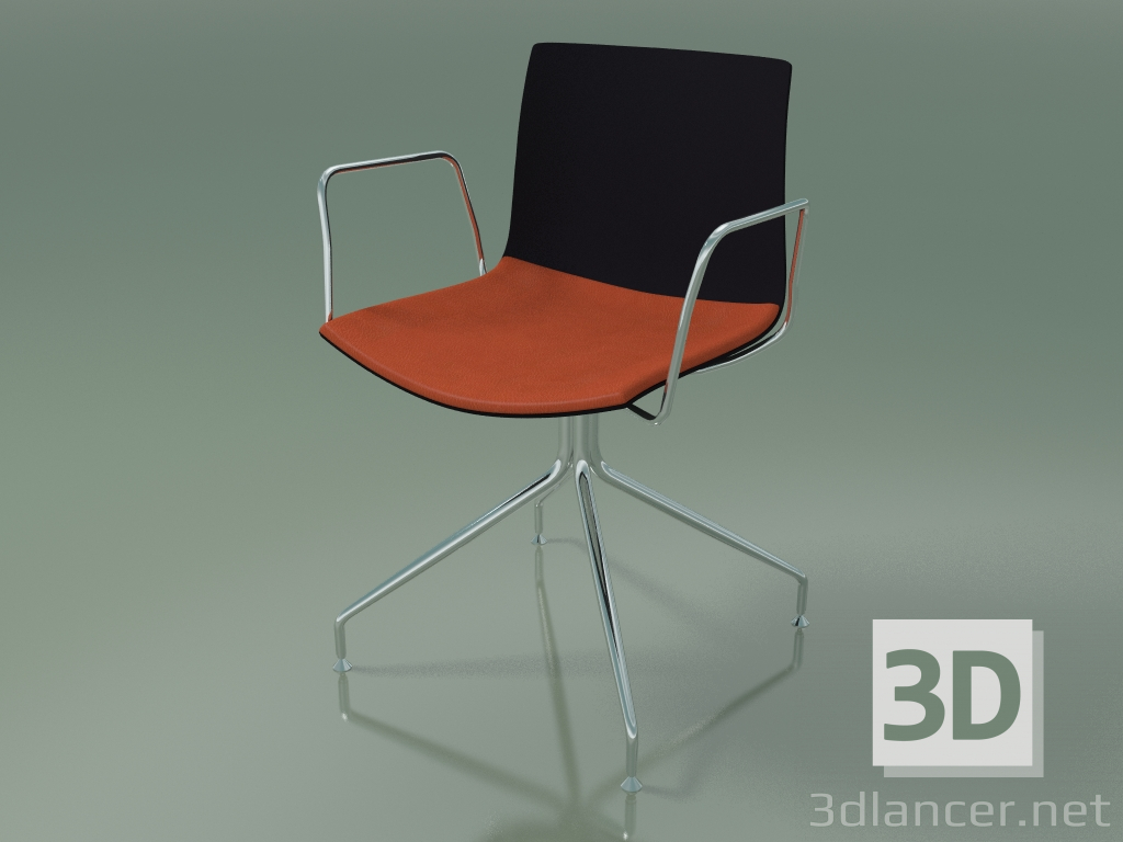 3D Modell Stuhl 0455 (drehbar, mit Armlehnen, mit Sitzkissen, Polypropylen PO00109) - Vorschau