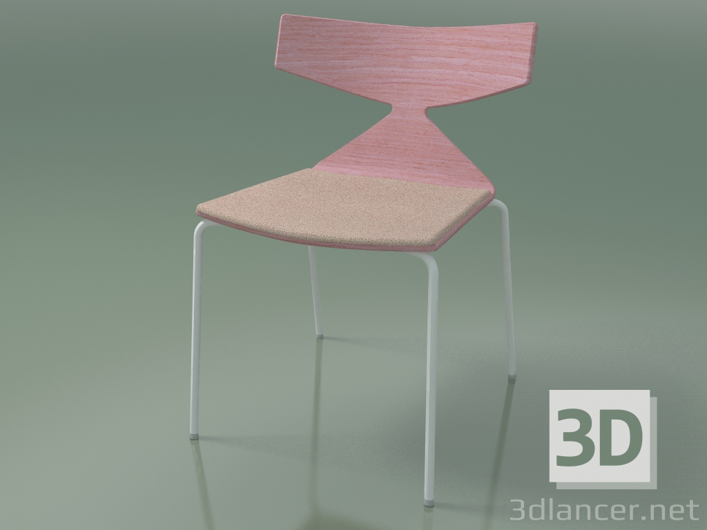 3d model Stackable chair 3710 (4 metal legs, with cushion, Pink, V12) - preview