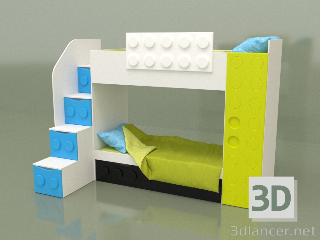 3d model Litera para niños (1 caja) a la izquierda - vista previa