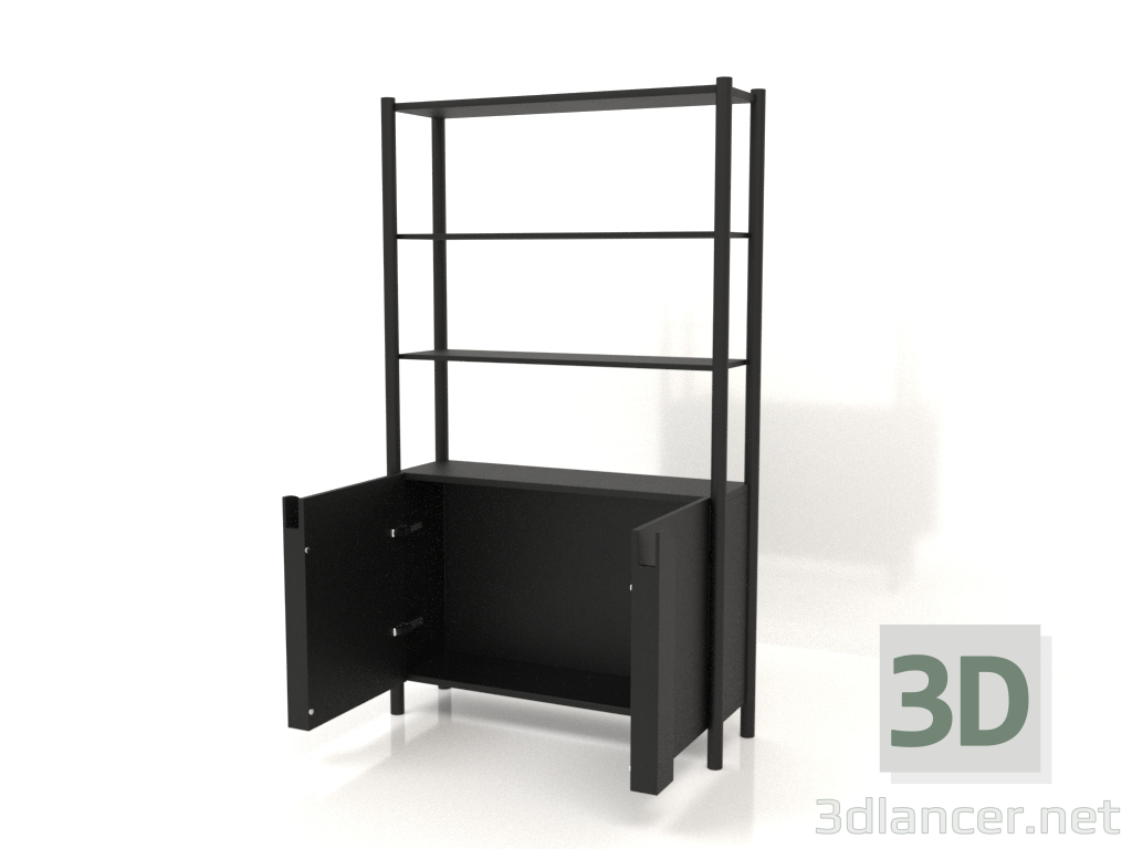 modèle 3D Rack ST 05 (avec portes ouvertes, 1000x300x1725, bois noir) - preview