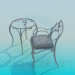 3d model Wrought iron coffee table with chair - preview