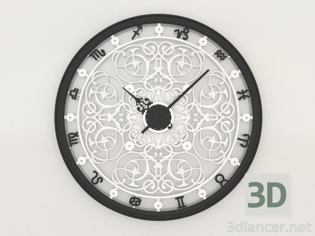 3D Modell Wanduhr ZODIAC (schwarz) - Vorschau